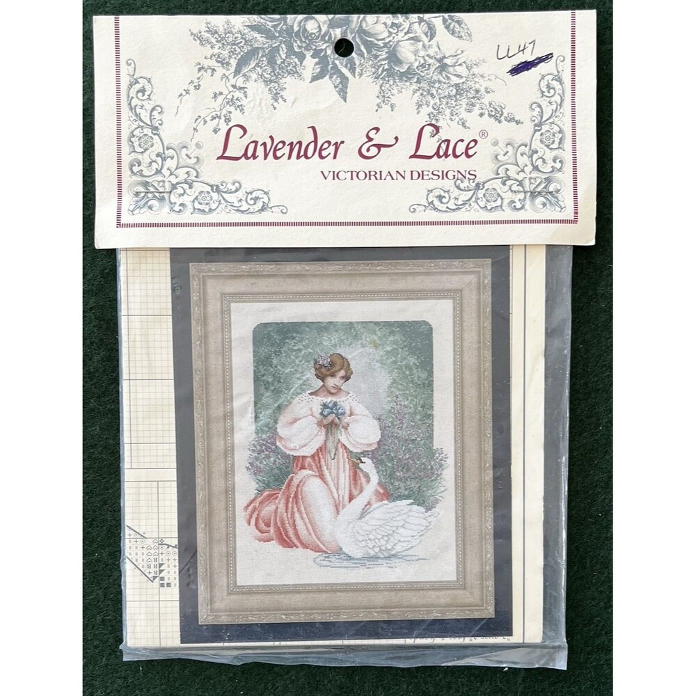 Lavender & Lace Victorian Designs Cross-Stitch Pattern New Lady Claire Swan